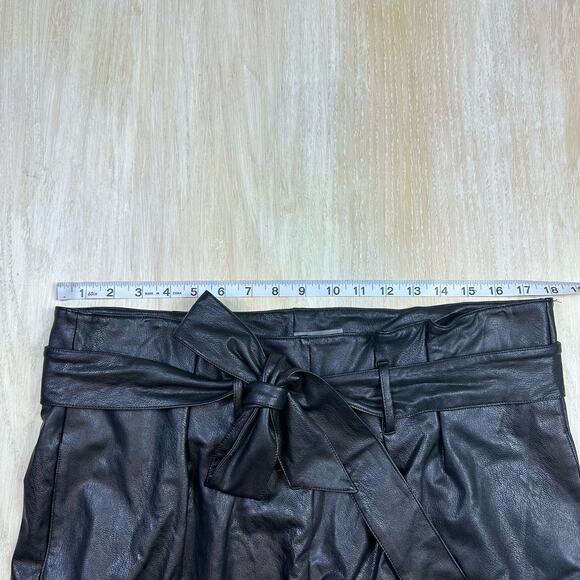 Commando Black Faux Leather Vegan High Waisted Belted Paperbag Pants XL - Picture 9 of 13